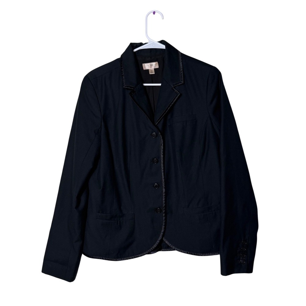 Isaac Mizrahi for Target Black Satin Trim Tailored Blazer Jacket Womens Size 14